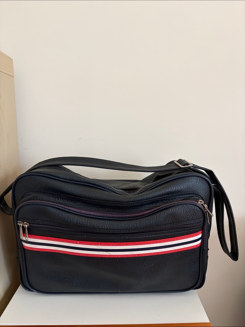 Vintage American Tourister Carry on Bag with Red & White Stripe